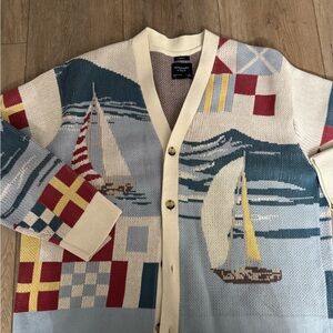 Abercrombie & Fitch Nautical Cardigan with Sailboat Design